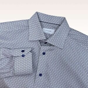 Eton Contemporary Dress Shirt Mens Large 41 16 Long Sleeve Cotton Ditsy Floral